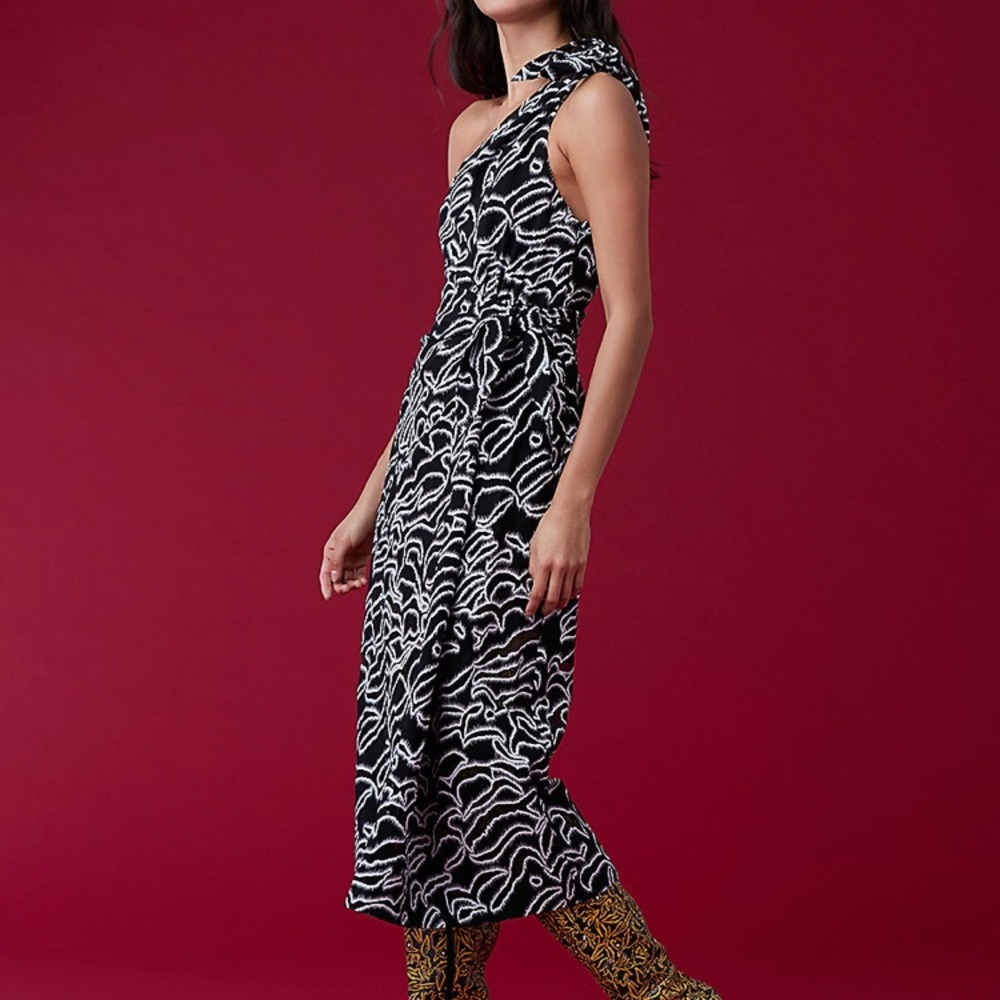 DVF One Shoulder Midi Dress